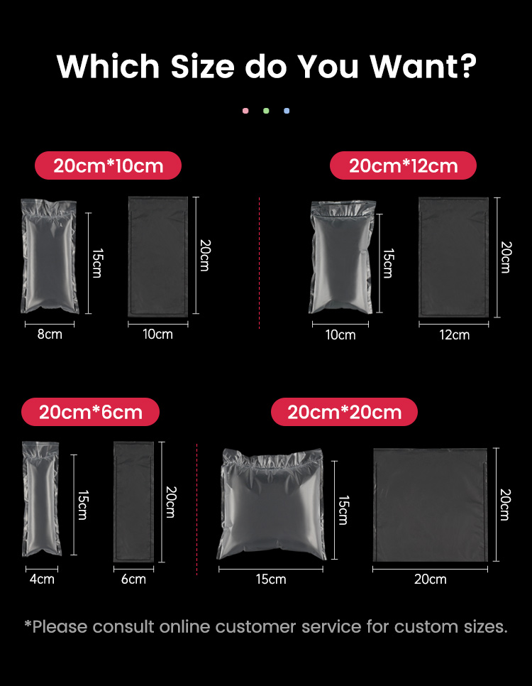 Colorful air pillow film sizes