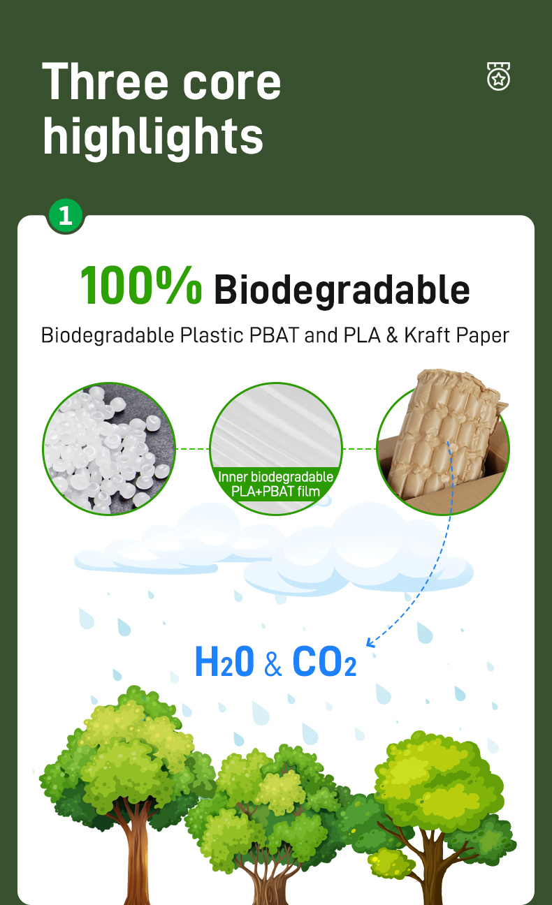 Biodegradable air bubble cushion roll three highlights