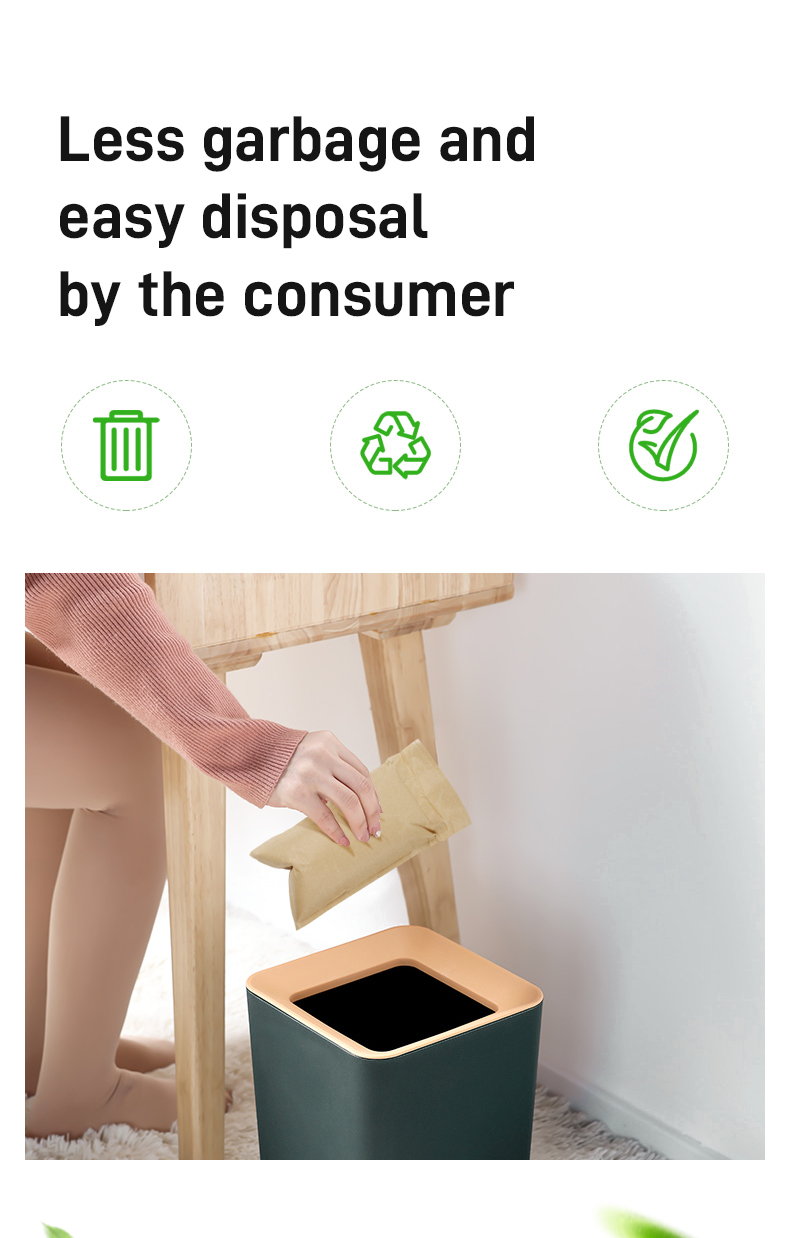 Less garbage and easy disposal by the consumer
